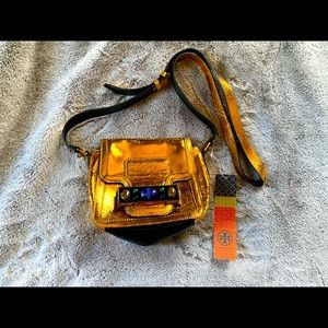 Tory Burch Crackle Metallic Shoulder Bag New w Tag